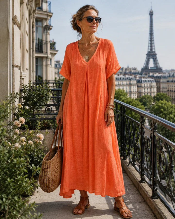 Basine | Light Long Dress with V-Neck