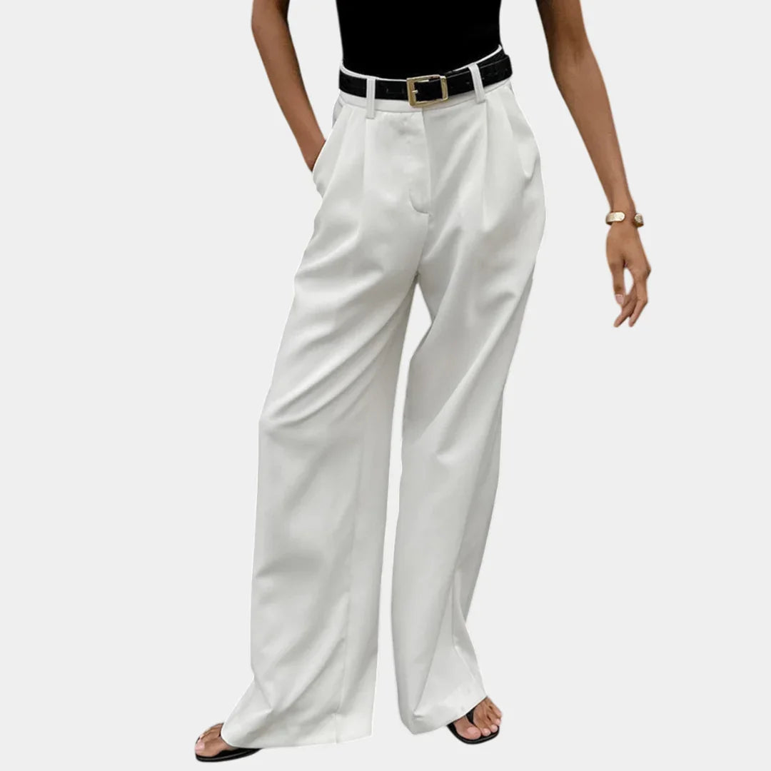 Flore | Solid Wide-Leg Pants Without Belt