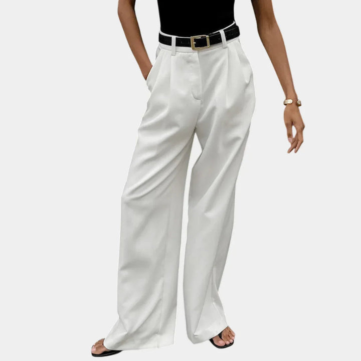 Flore | Solid Wide-Leg Pants Without Belt