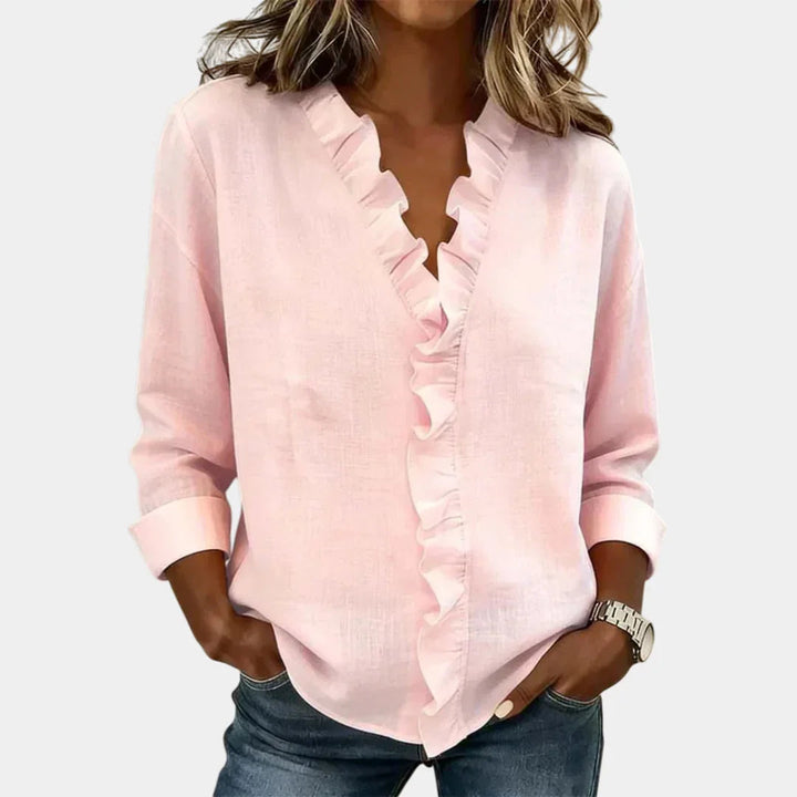 Flavie | Blouse with V-neck and delicate ruffles