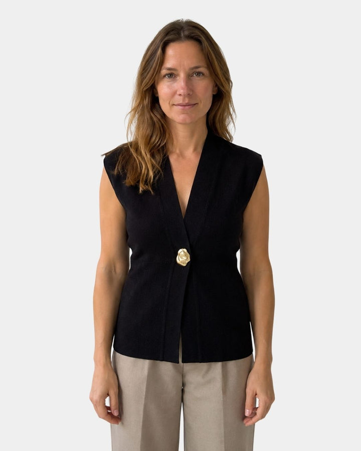 Félicie | Knit Vest with Button Detail and V-Neck