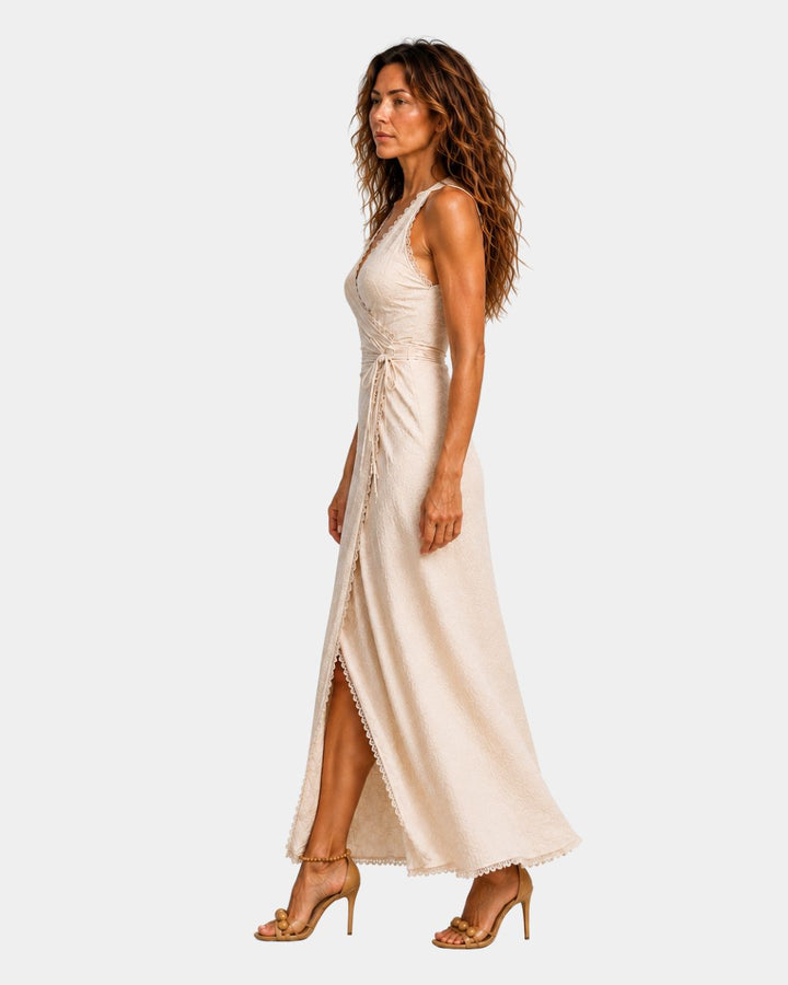 Edmée | Midi dress with a cross V-neck