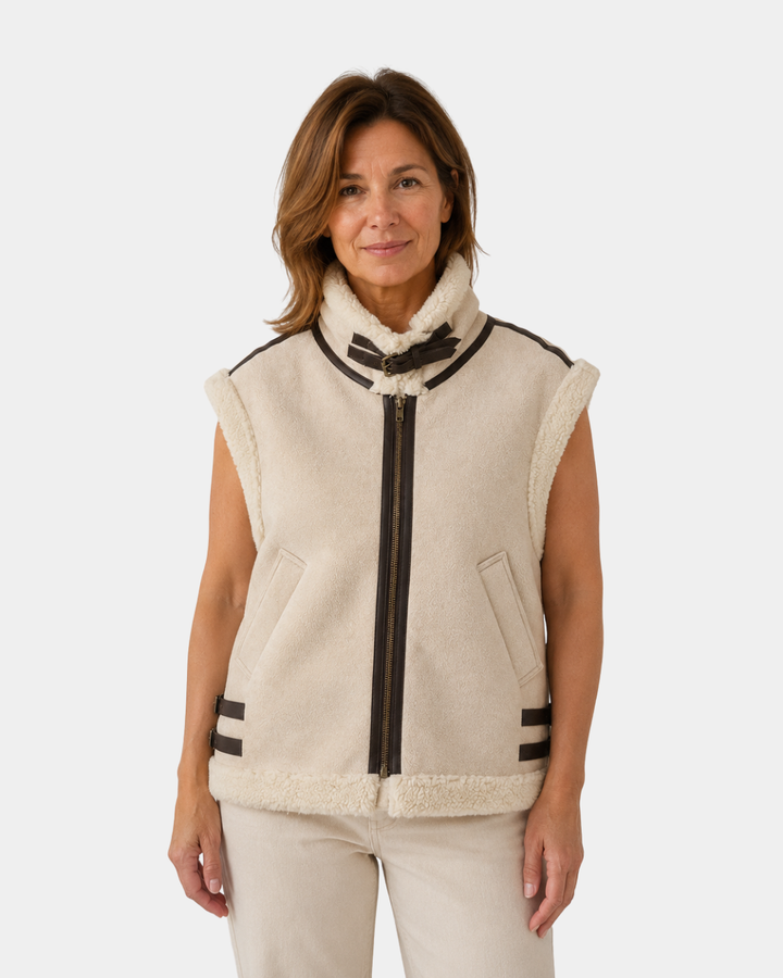 Adalsinde | Women's Sleeveless Gilet with Shearling Effect