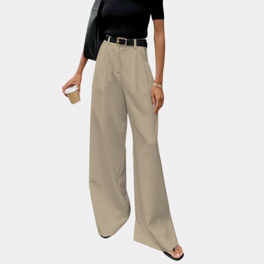 Flore | Solid Wide-Leg Pants Without Belt