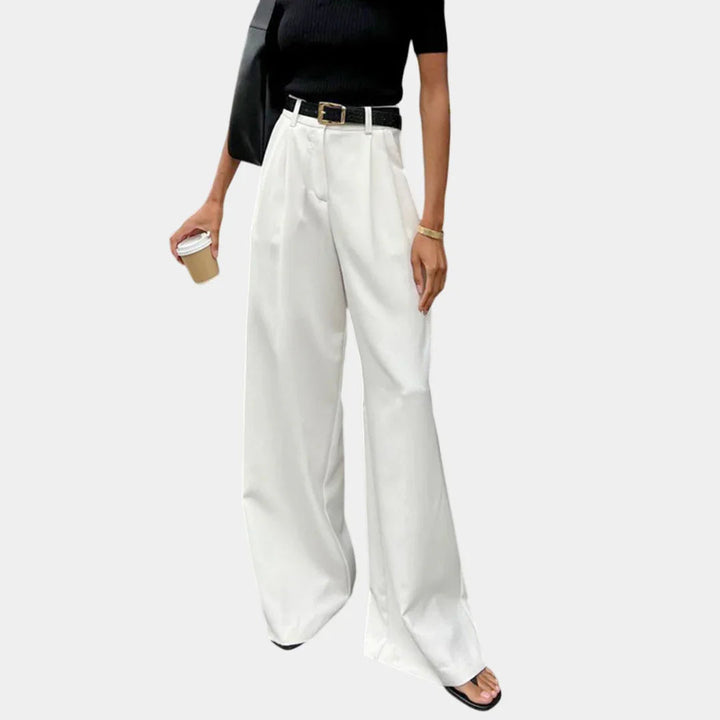 Flore | Solid Wide-Leg Pants Without Belt
