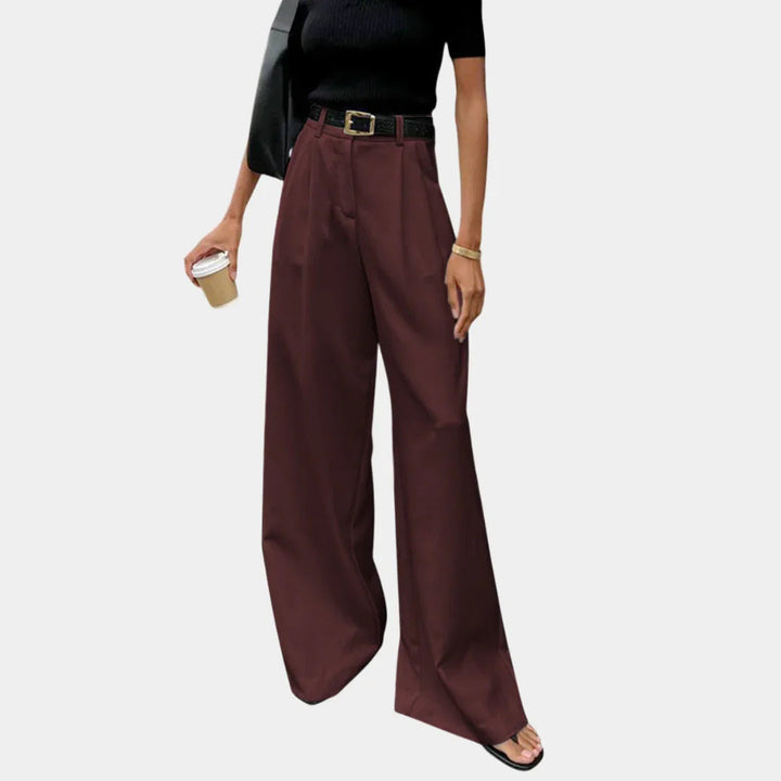 Flore | Solid Wide-Leg Pants Without Belt