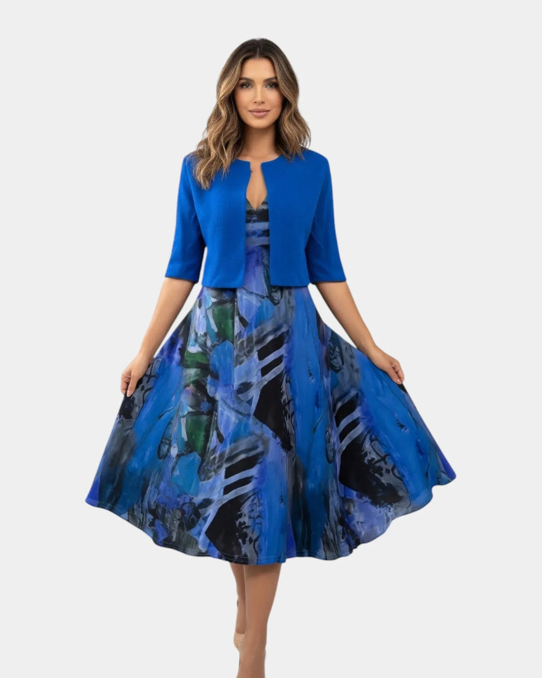 Stacy | Fluid Midi Dress with Matching Jacket
