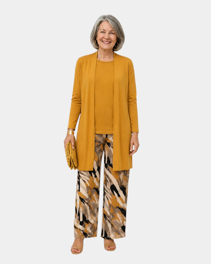 Vera | Three-Piece Mustard Brushstroke Set
