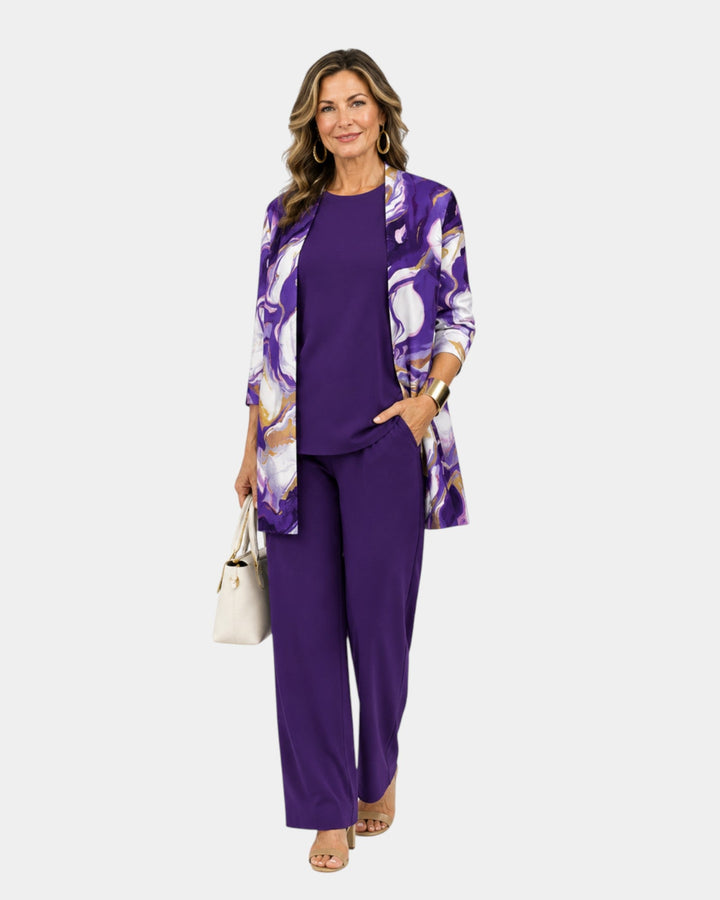 Olive | Three-Piece Purple Swirl Print Set