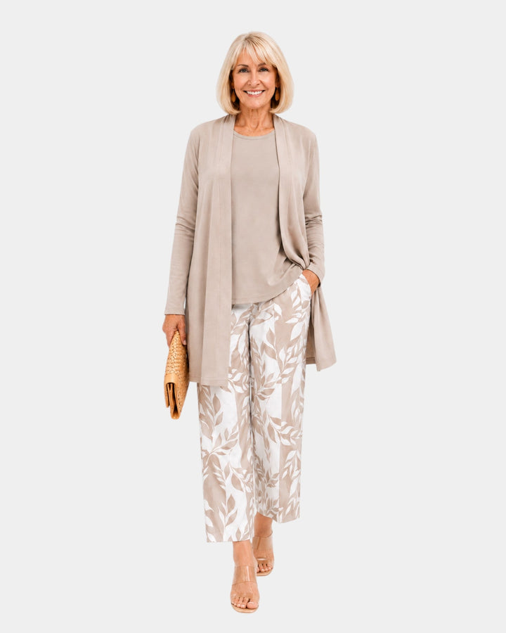 Genevieve | Taupe Botanical Three-Piece Ensemble