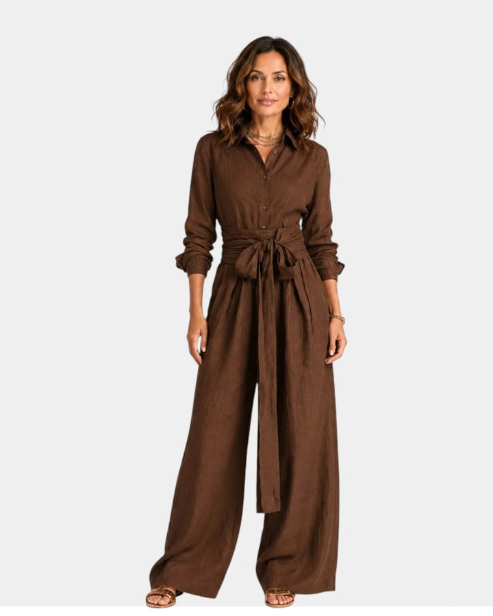 Cybèle | Elegant Long-Sleeve Jumpsuit with Belt