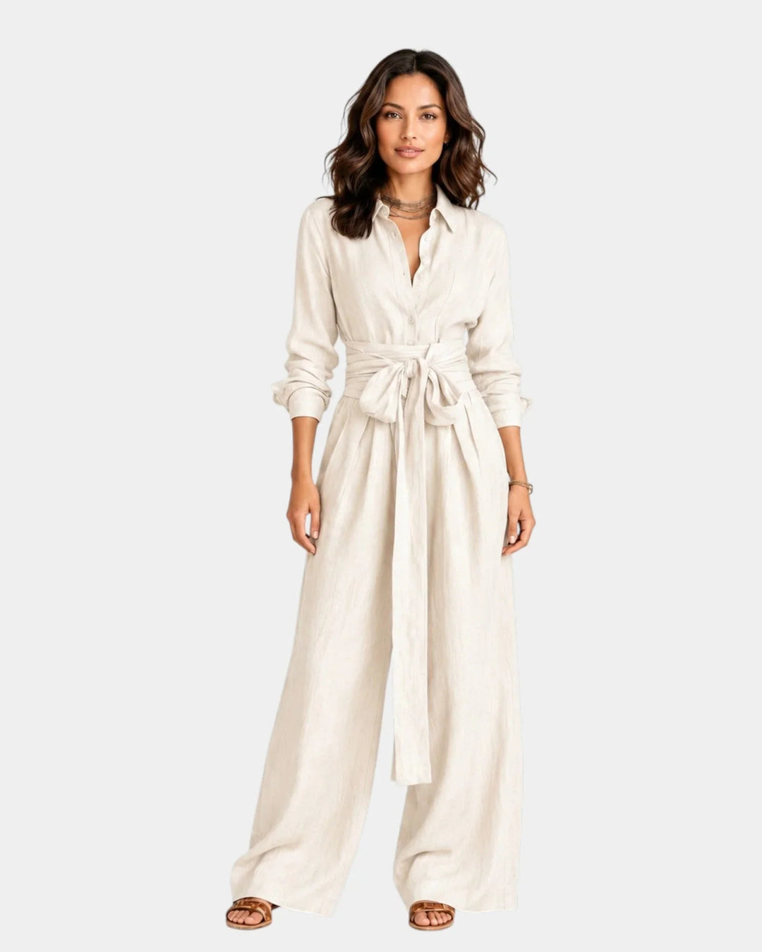 Cybèle | Elegant Long-Sleeve Jumpsuit with Belt