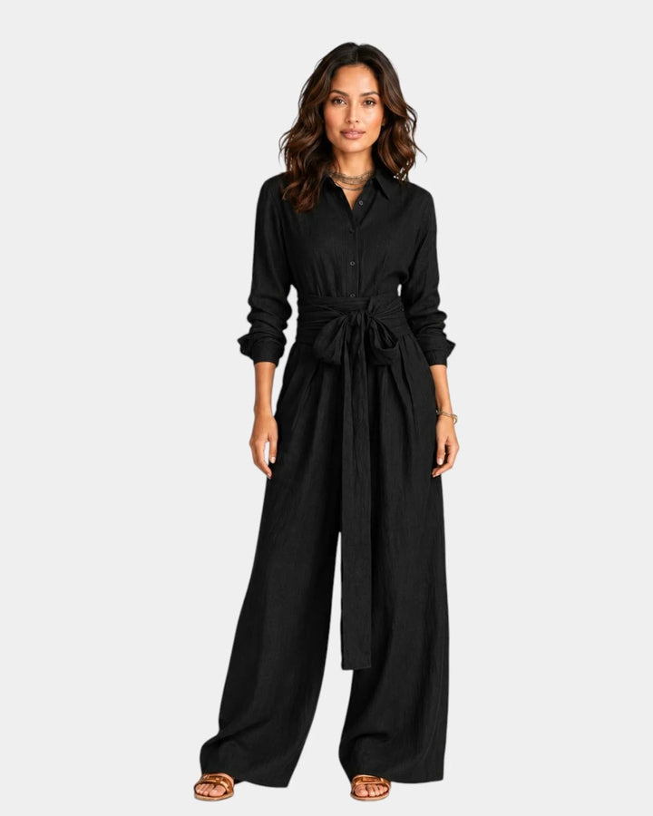 Cybèle | Elegant Long-Sleeve Jumpsuit with Belt