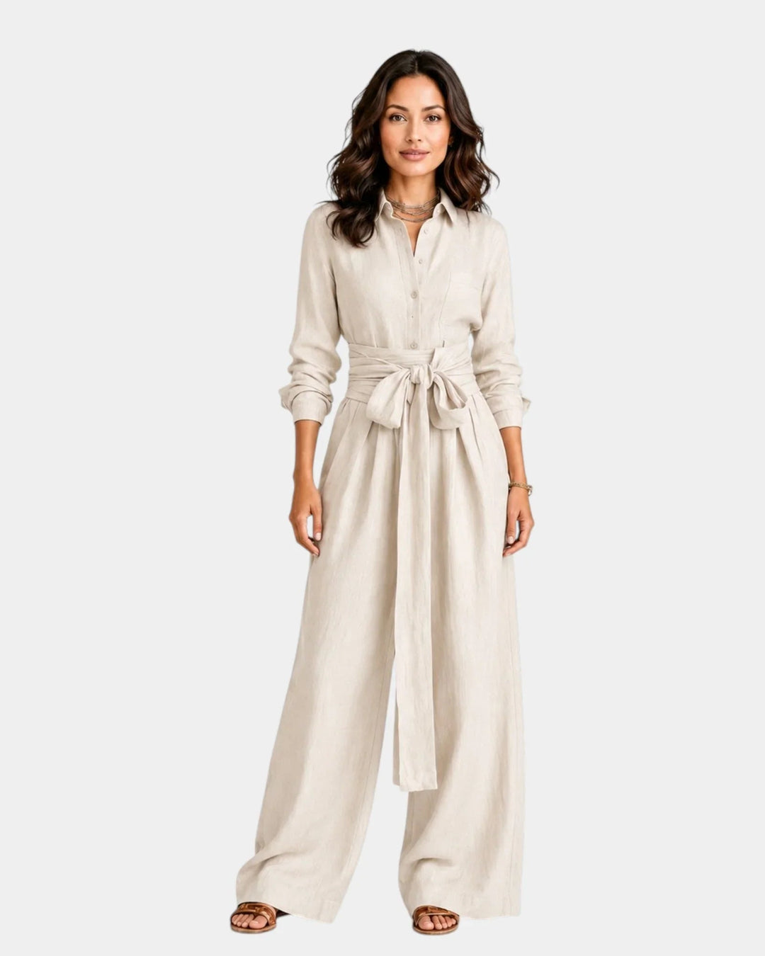 Cybèle | Elegant Long-Sleeve Jumpsuit with Belt