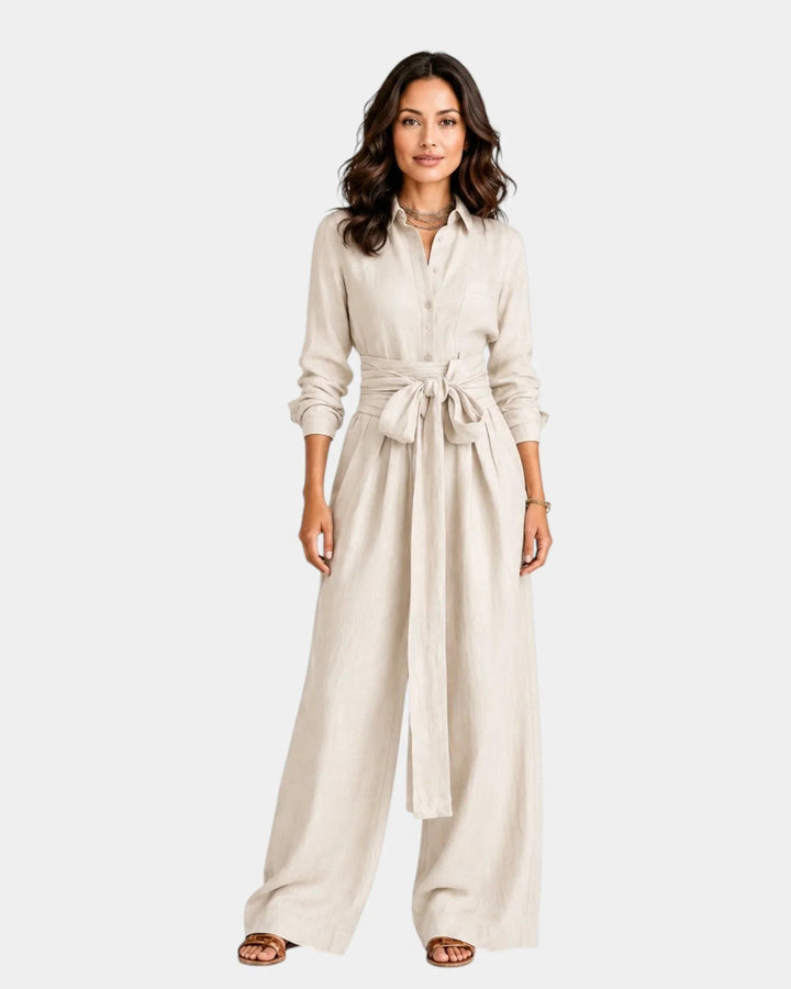 Cybèle | Elegant Long-Sleeve Jumpsuit with Belt