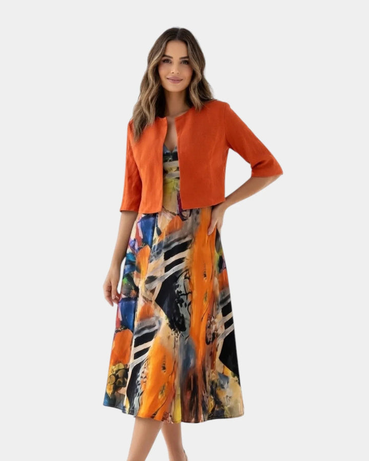 Stacy | Fluid Midi Dress with Matching Jacket