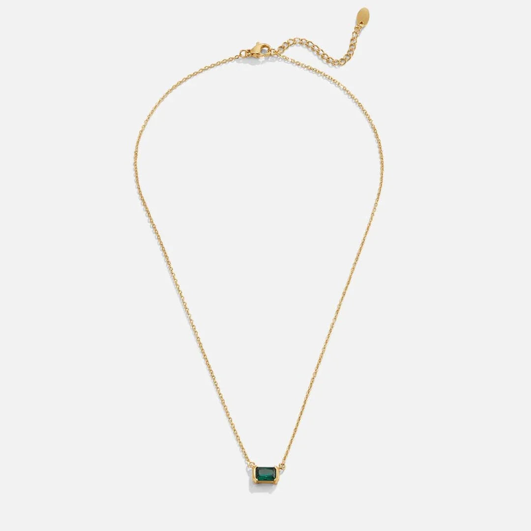 Flower | Gold-Plated Green Emerald Necklace